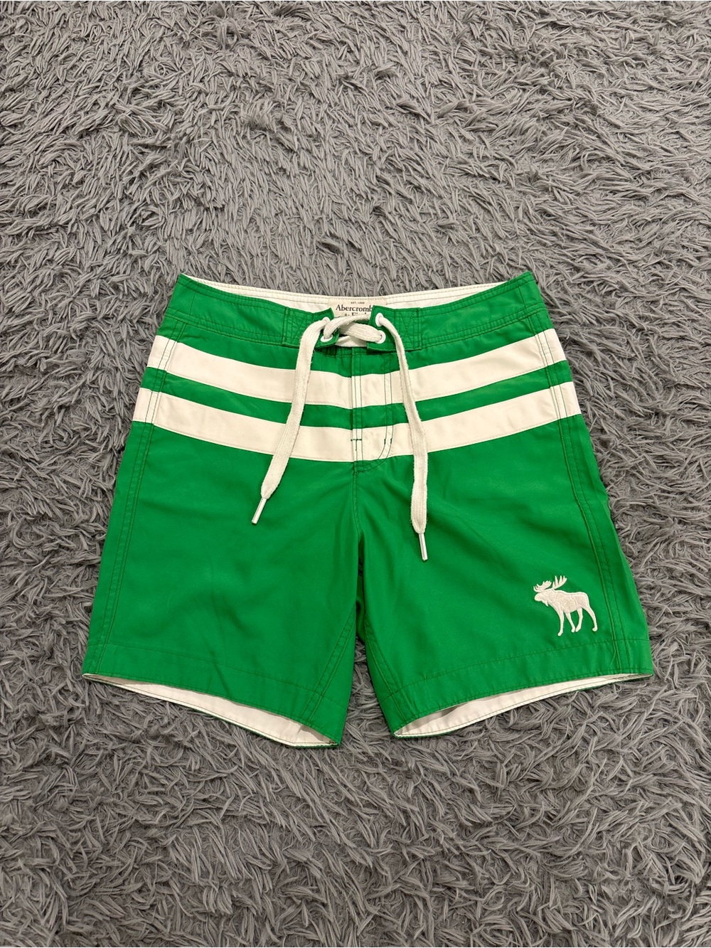 Abercrombie & Fitch Icon Swim Trunks Board Shorts Green Medium Y2K Preppy Beach